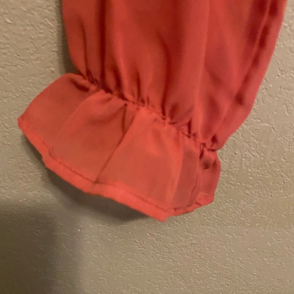 Miss Chevious Stretchy Crop Top semi Sheer Long Sleeve Size M Rust - Picture 5 of 9